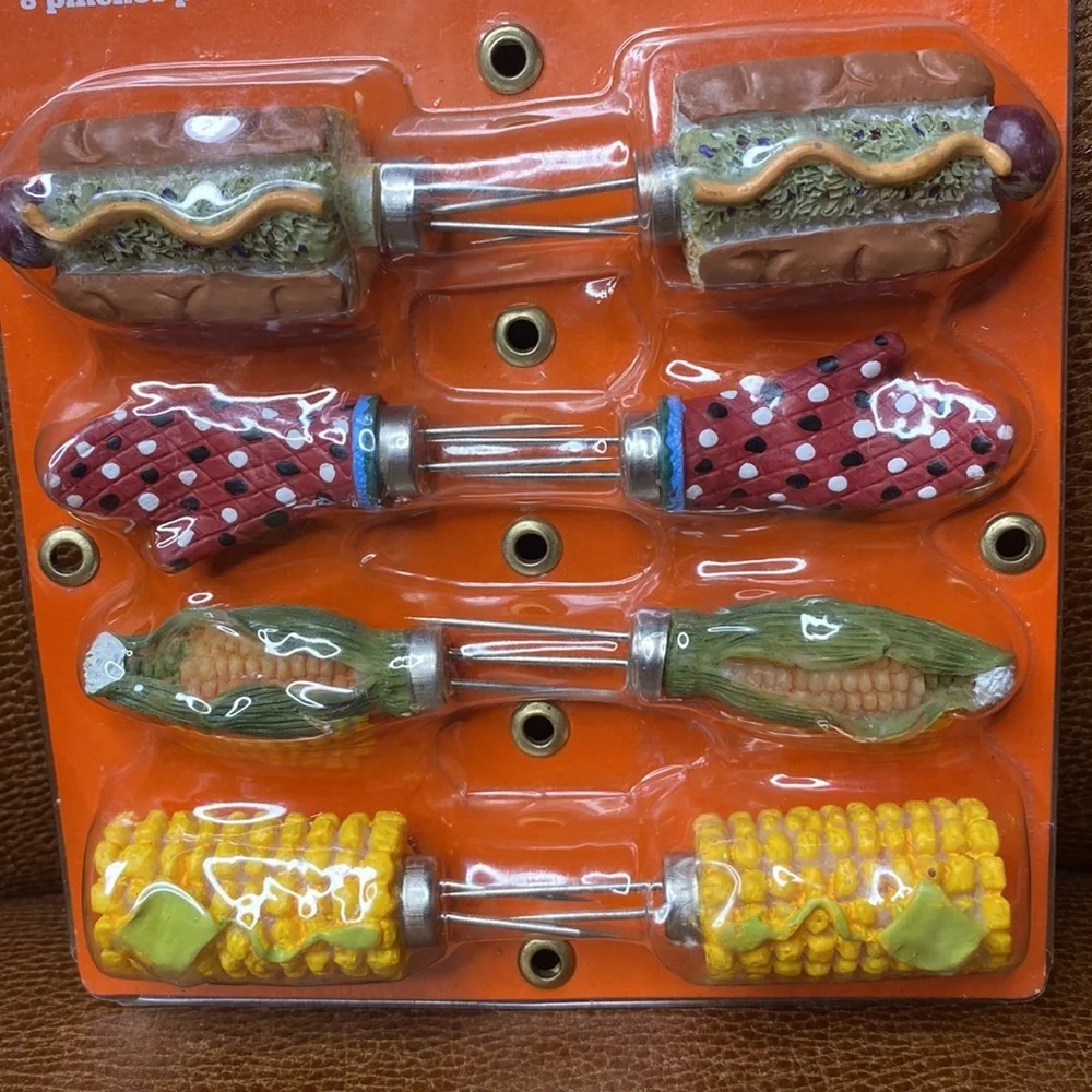 Mr. BAR-B-Q 8 Count Mixed BBQ Theme Corn Skewers party corn on cob holder
